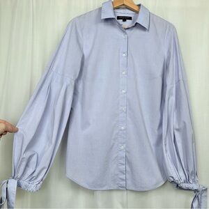 Banana Republic Womens Riley Button Up Shirt 6 Pastel Purple Long Puff Sleeves